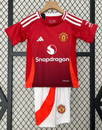 T-shirt e Pantaloncini per Bambino Manchester United Home 24/25