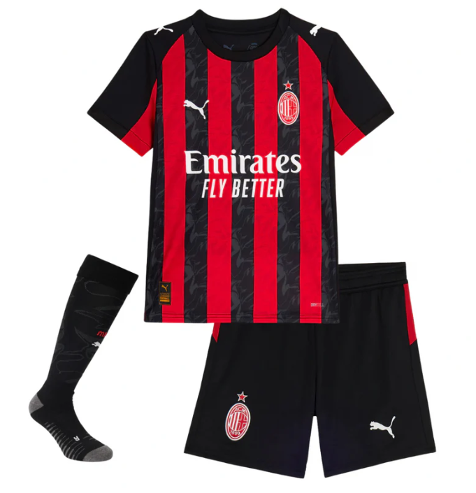 T-shirt e Pantaloncini per Bambino A.C Milan Home 25/26 - Con Calzettoni