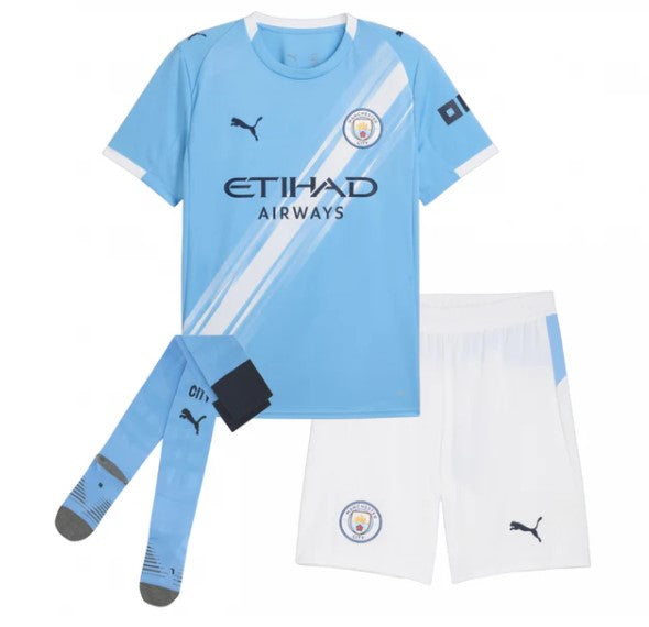 T-shirt e Pantaloncini per Bambino Manchester City Home 25/26 - Con Calzettoni