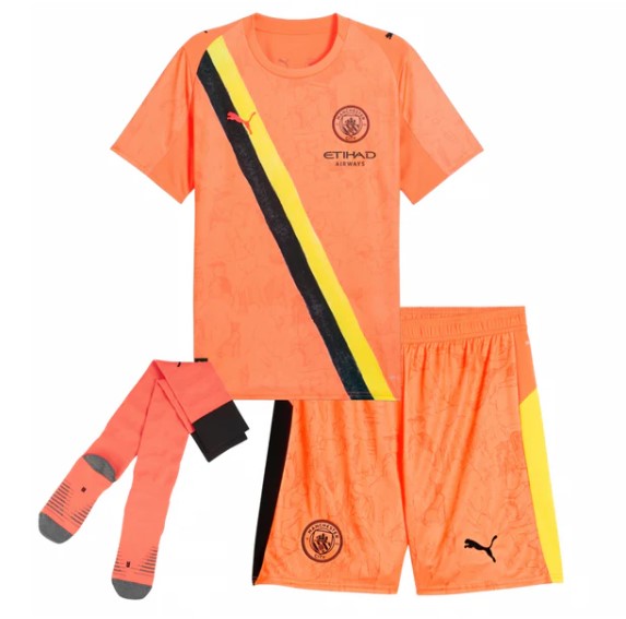 T-shirt e Pantaloncini per Bambino Manchester City Portiere 25/26 - Con Calzettoni