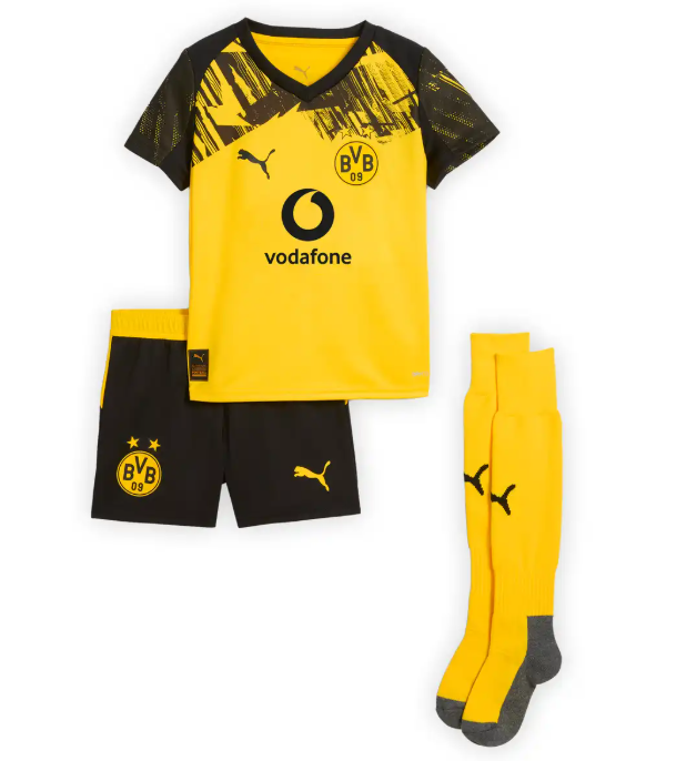 T-shirt e Pantaloncini Bambino Borussia Dortmund Home 2025/26 - Con Calzettoni