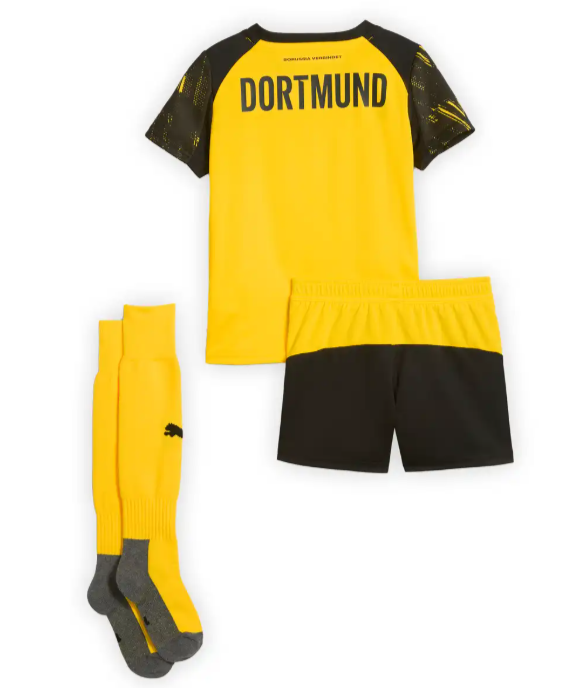 T-shirt e Pantaloncini Bambino Borussia Dortmund Home 2025/26 - Con Calzettoni