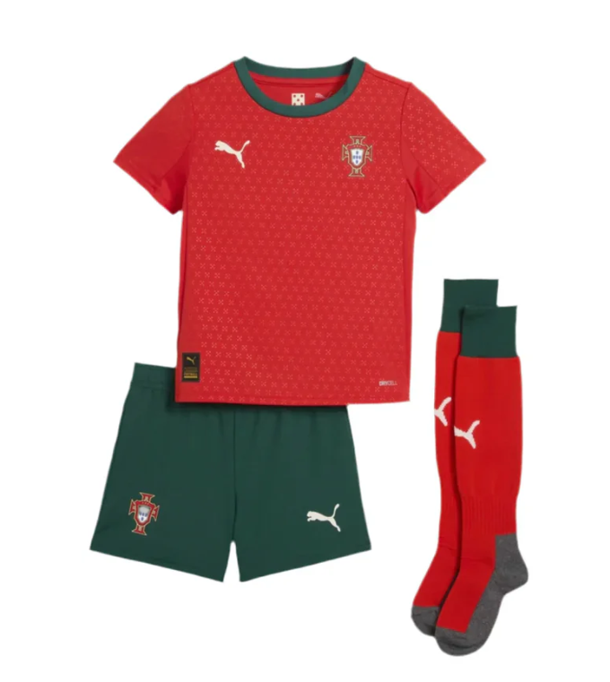 T-shirt e Pantaloncini per Bambino Portogallo Home 25/26 - Con Calzettoni