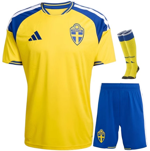 T-shirt e Pantaloncini Bambino Svezia Home 2026/27 - Con Calzettoni
