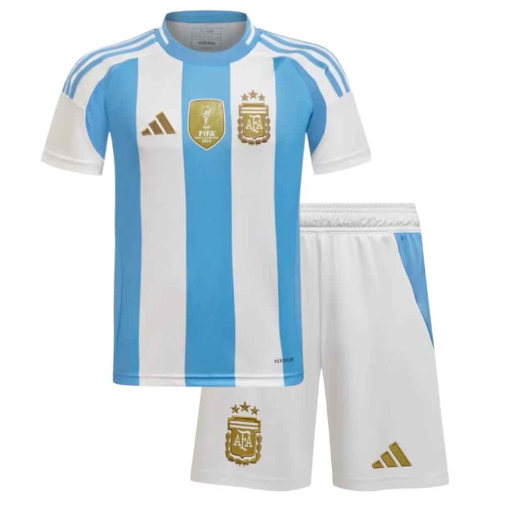 T-shirt e Pantaloncini per Bambino  Argentina Home 24/25 - Con Patch da Campione del Mondo