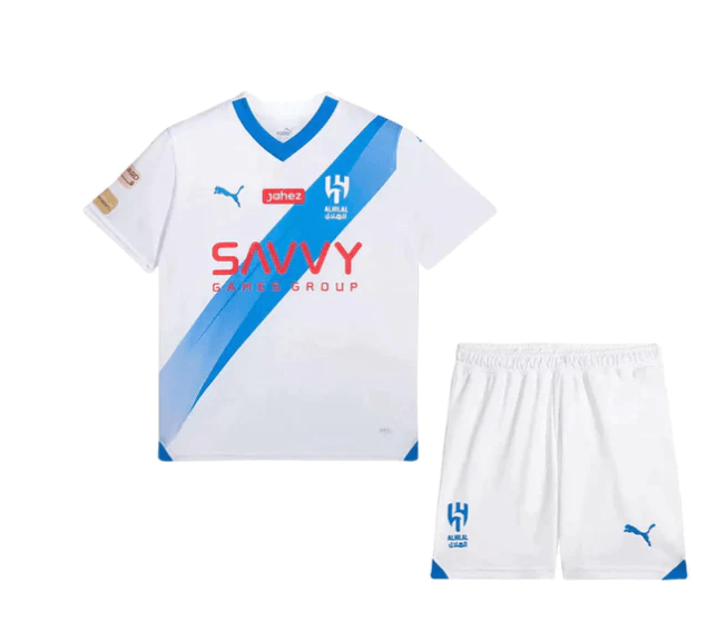 Conjunto Infantil Infantil Al-Hilal Away 23/24 - Branco - DA Sports Oficial