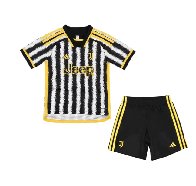 Conjunto Infantil Juventus Home 23/24 - Branco e Preto - DA Sports Oficial